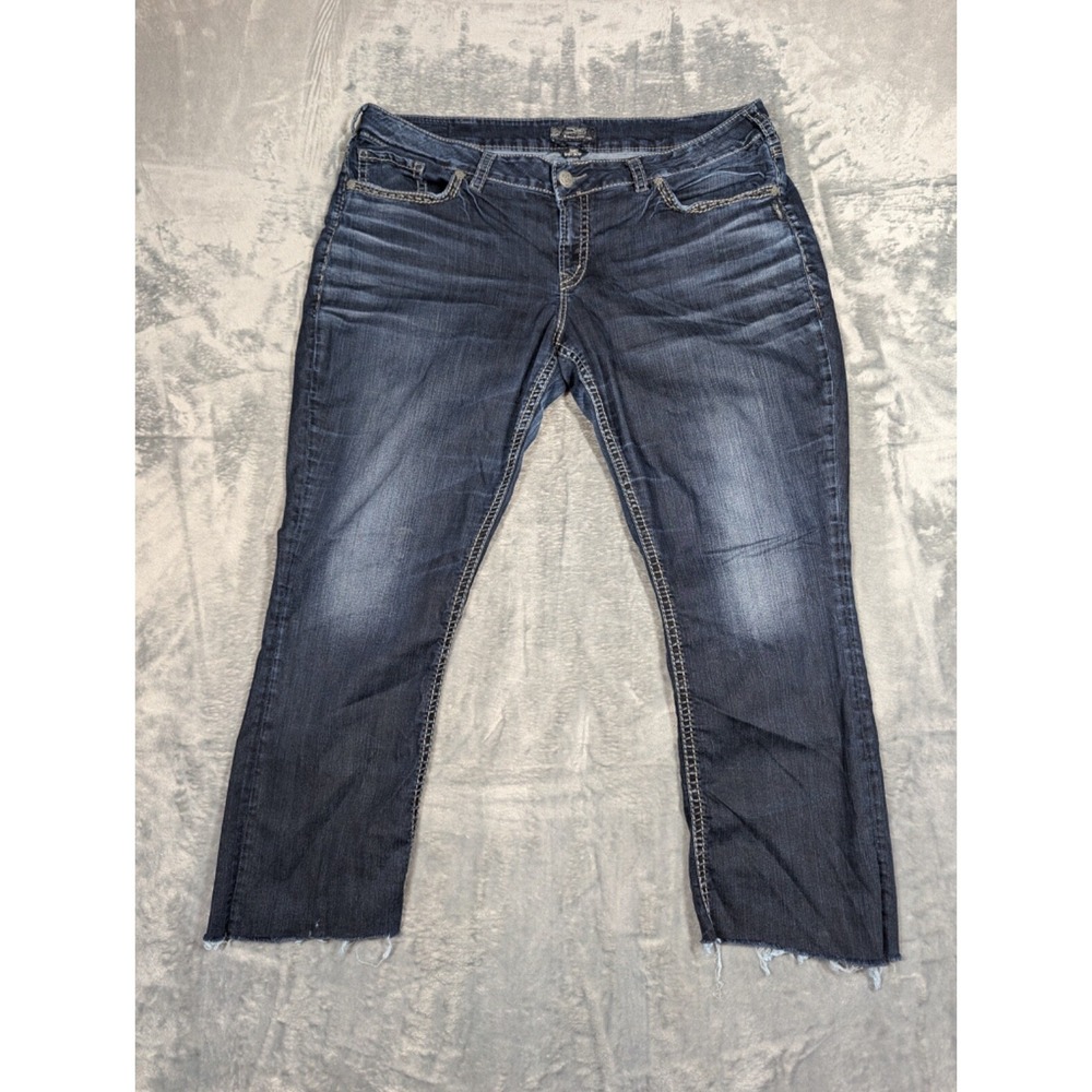 Silver Jeans Womens 40x27 Suki Mid Baby Boot Medium Wash Stretch Pants Buckle